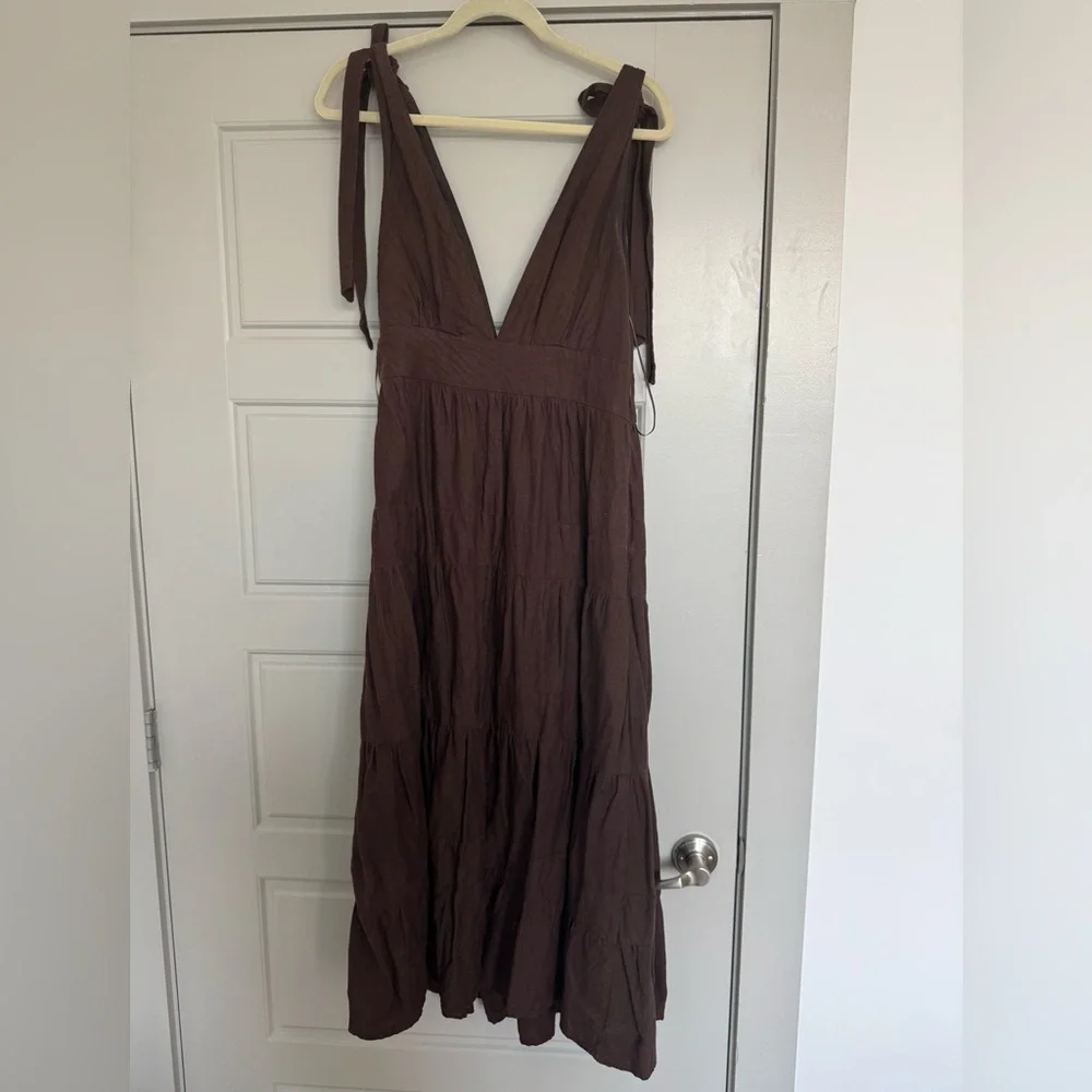 house of harlow tiered maxi dress House of Harlow 1960 Brown Tiered Maxi Dress